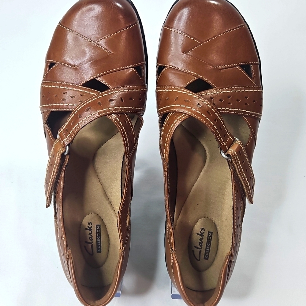 Clarks Ashland Spin Brown Comfort Walking Leather Womens Shoes Size 9.5 Wide - Picture 6 of 7